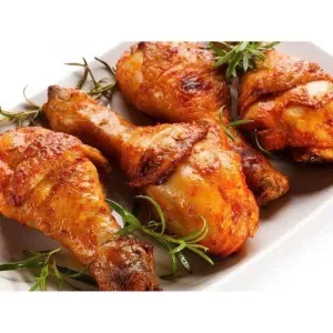 Grilled chicken thighs with salt and chili