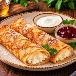 Blini with cottage cheese