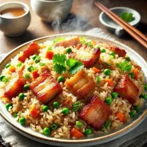 Fried rice with crispy pork belly, Homie Kitchen