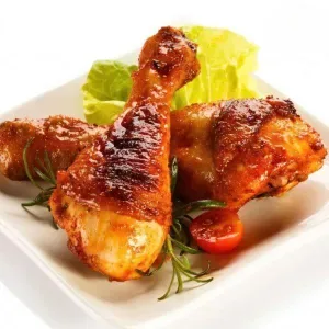 Grilled chicken thighs with BBQ sauce