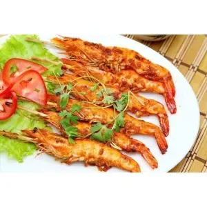 Grilled shrimp with satay