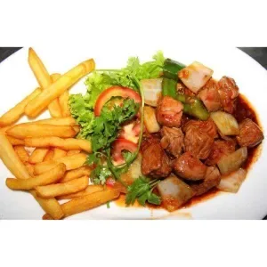 Shaking beef with french fries