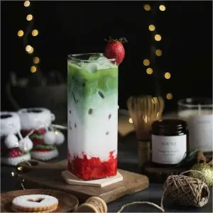 Strawberry matcha latte
