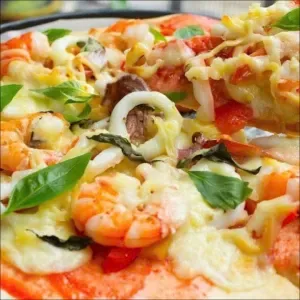 Seafood pizza