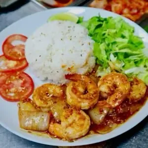 Garlic butter shrimp rice
