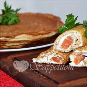 Pancakes with red fish & cream cheese