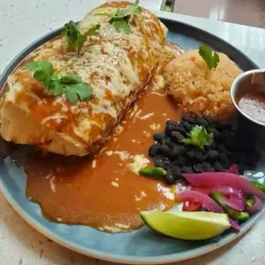 Enchilada with carne asada