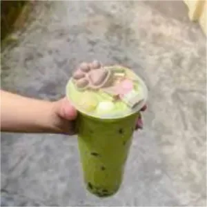 Thai green milk tea with all toppings