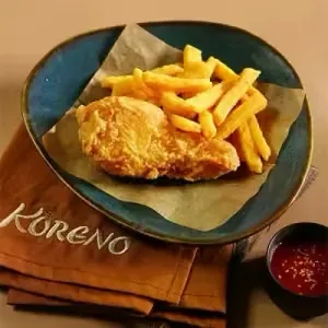 Fried chicken thigh and French fries
