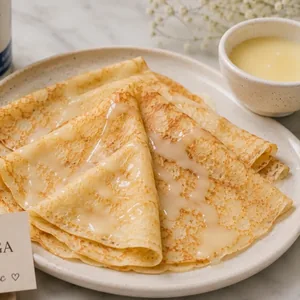 Blini with condensed milk