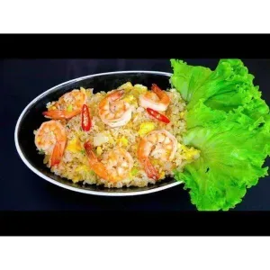 Fried rice with stir-fried shrimp
