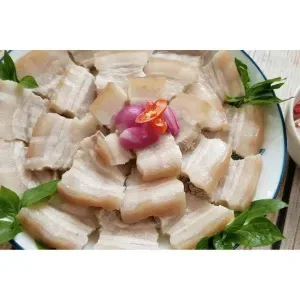 Fried rice with boiled pork belly