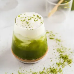 Matcha latte with cheese foam