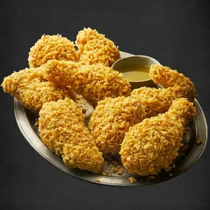 Fried chicken thighs, bb.q Chicken
