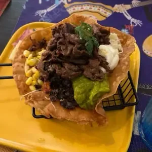 Mexican bowl with grilled shrimp