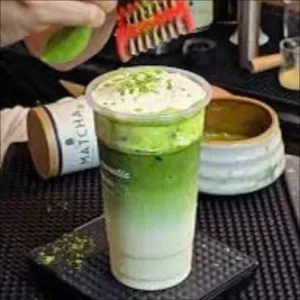 Matcha latte with salted cream