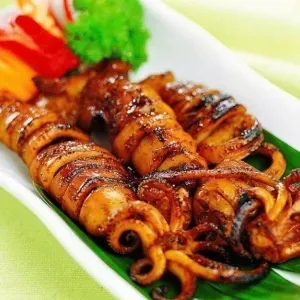 Grilled squid with BBQ sauce