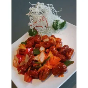 Fried rice with spicy and sour fried pork belly